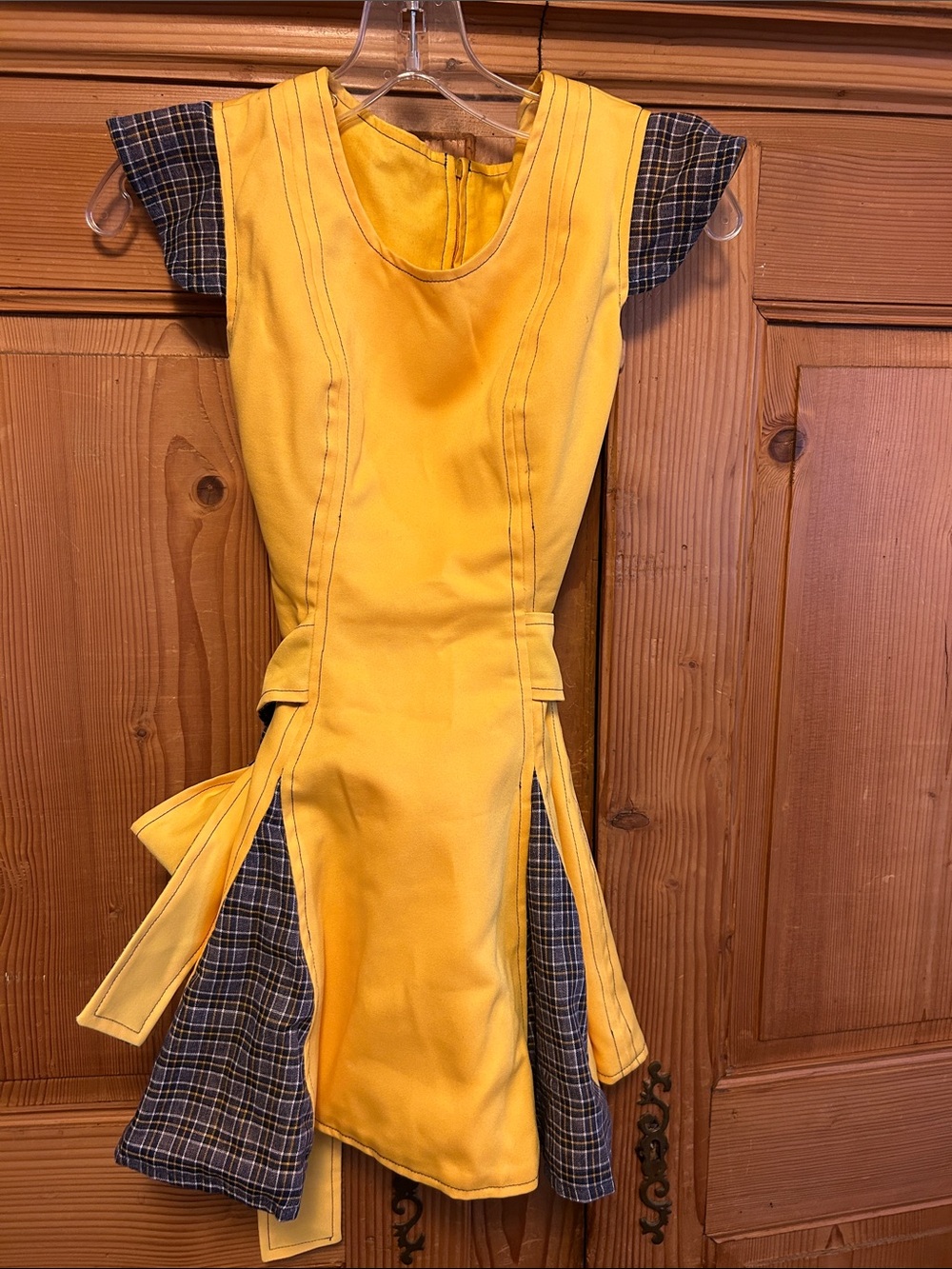 Vintage 60s 70s Yellow & Blue Plaid Kids Halloween Costume Dress Cheerleader